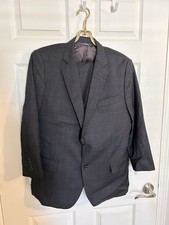 Brooks Brothers Custom Tailored Wool Dark Navy Windowpane Men's Suit 42S  36W