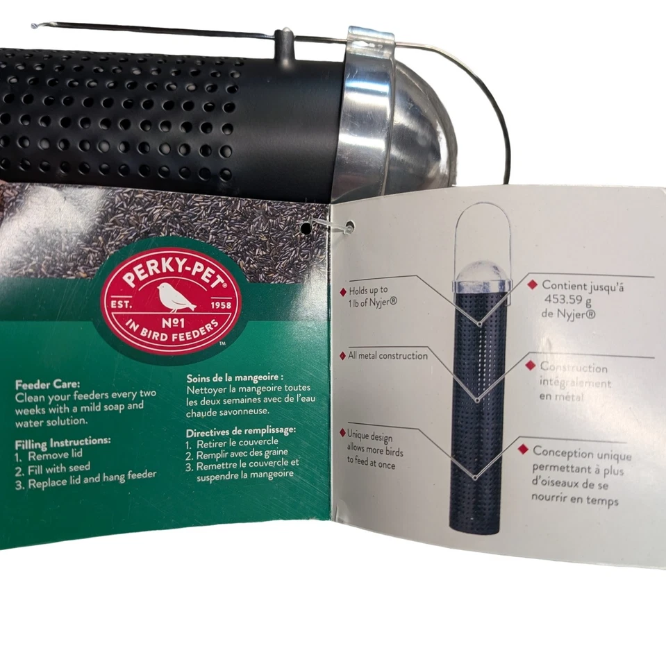 Perky Pet 10" Metal Finch Feeder Nyjer Squirrel Resistant NEW SHIPS FAST - Image 4 of 4