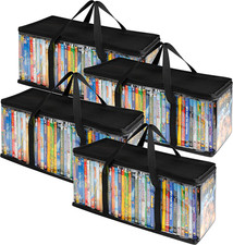 DVD Storage Bags Set of 4 Media Organizer Bag for Dvds, Cds, Blu Ray Disc, Mo