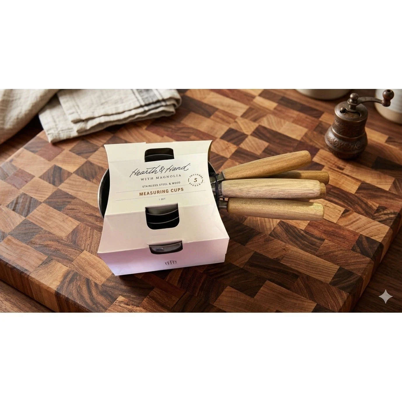 Hearth & Hand Stainless steel and Wood Measuring Cups 5 piece
Opens in a new window or tab