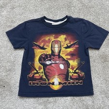 Youth Iron Man Black Marvel T-Shirt 2008 Boy's Size 4/5 Superhero Graphic Tee