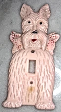 Vintage Scottish Terrier Pink Plastic Light Switch Cover Engel Plastic
