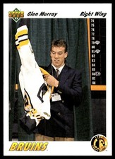 1991-92 Upper Deck #69 Glen Murray Boston Bruins Rookie Hockey Card. rookie card picture