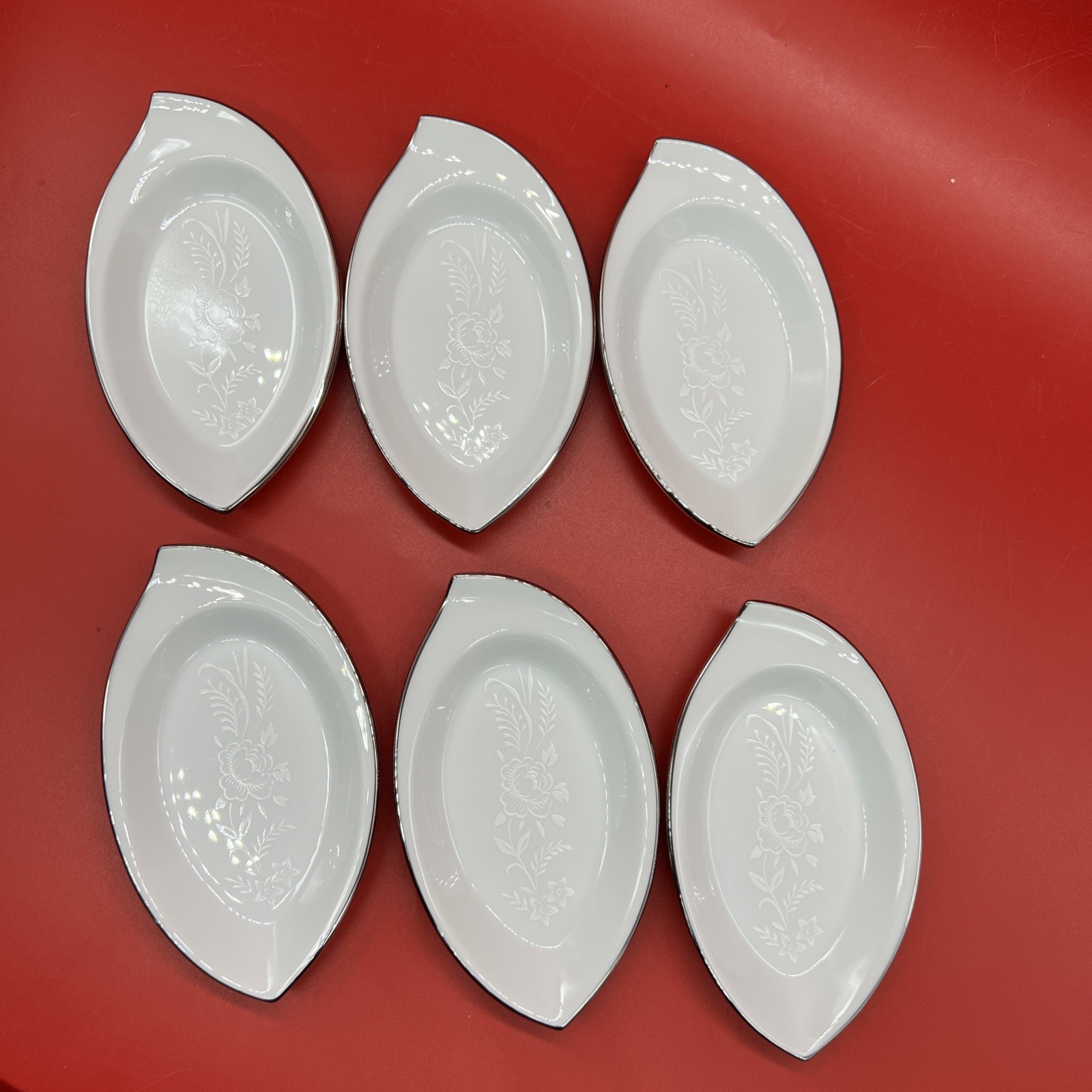 Noritake Reina 6450 Q inches Ashtrays Butter Plates, Tea Bag Holder Set of 6 VGC