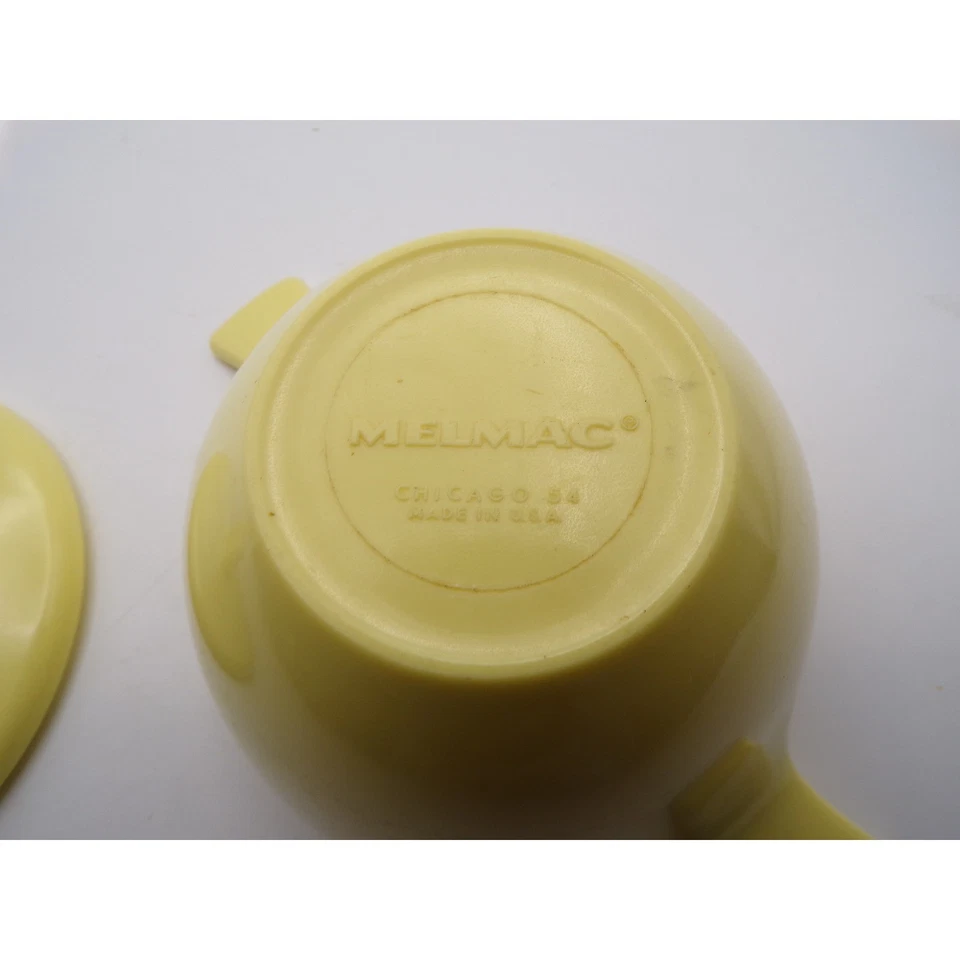 Vintage Melmac Yellow Lidded Bowl Mid Century Modern Covered Serving Dish Handle - Image 4 of 4