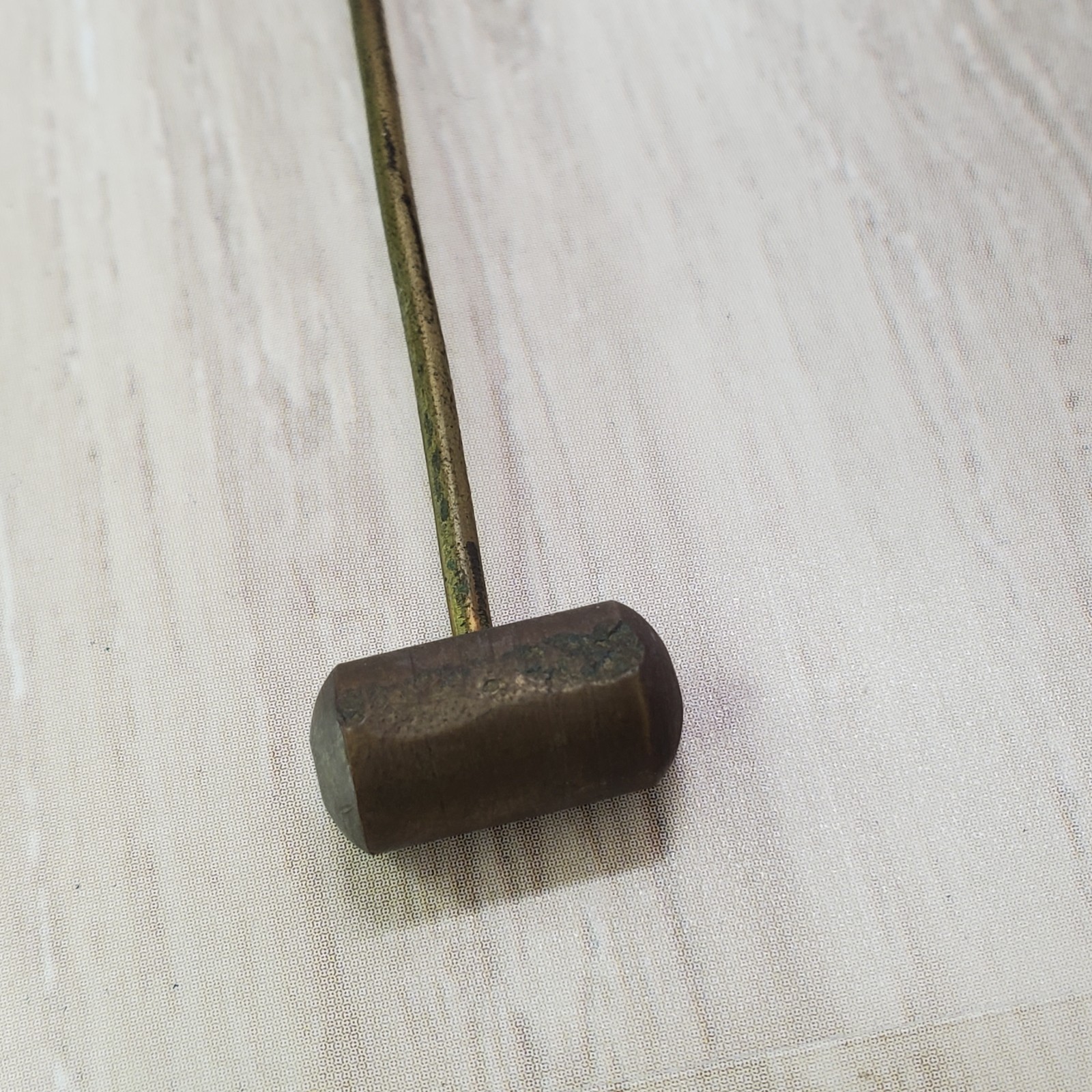 Vintage Asian Solid Brass Gong Bell with Hammer Stand 5.5” Tall Hong Kong Fish