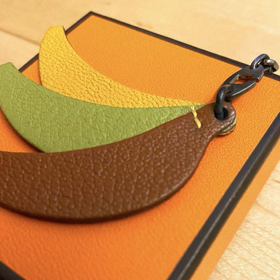 HERMES Fruit Charm Banana Bag Charm Keyring Key Holder Leather w/o