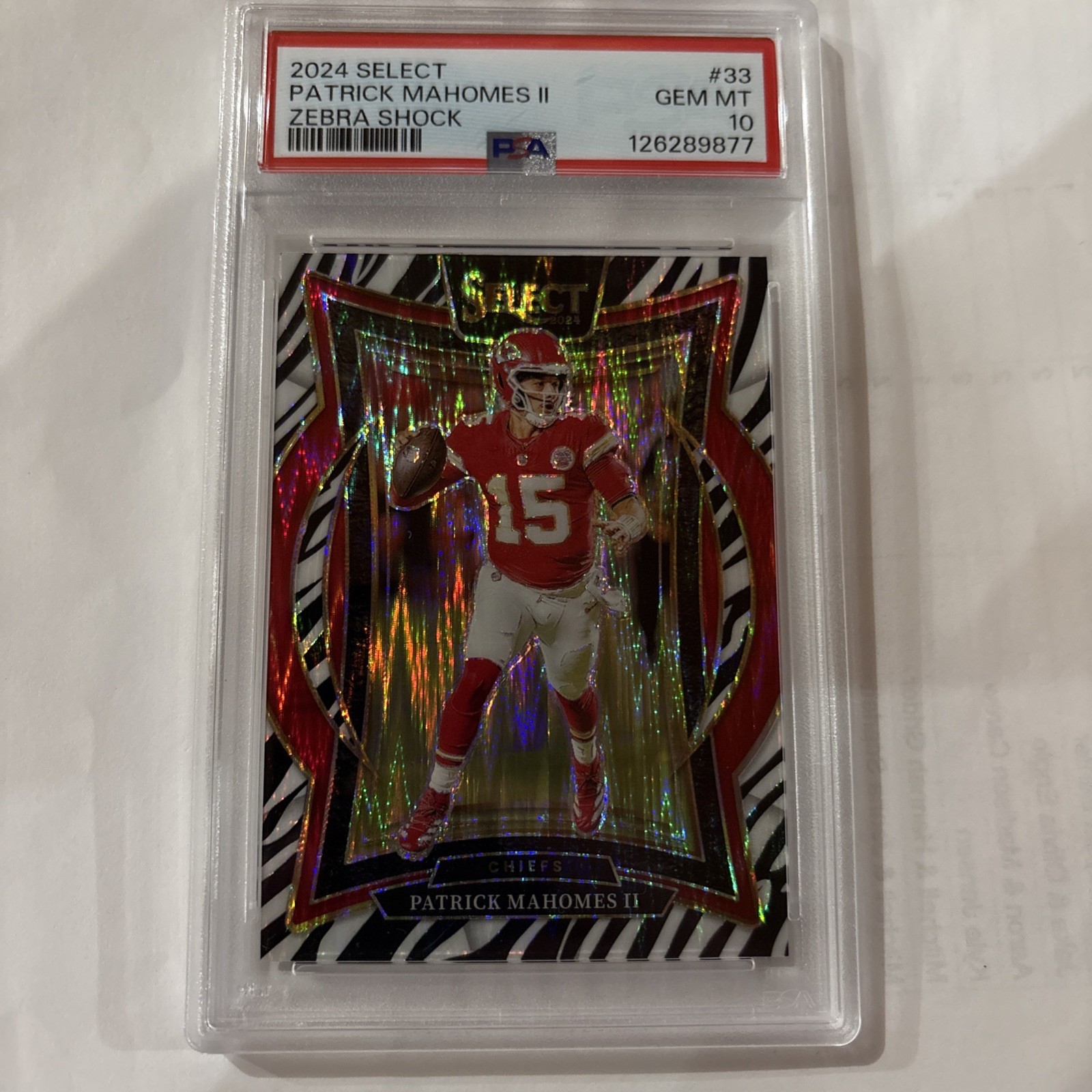 2024 Panini Select - Concourse Patrick Mahomes II #33 Zebra Prizm PSA 10