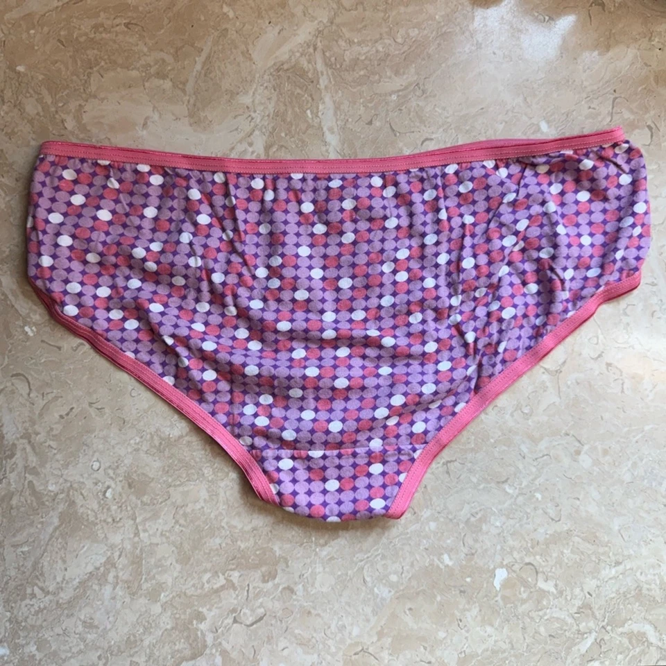 Braguita de algodón con lunares rosa púrpura Fruit of the Loom 9 grande nueva sin etiquetas Foto 2 de 2
