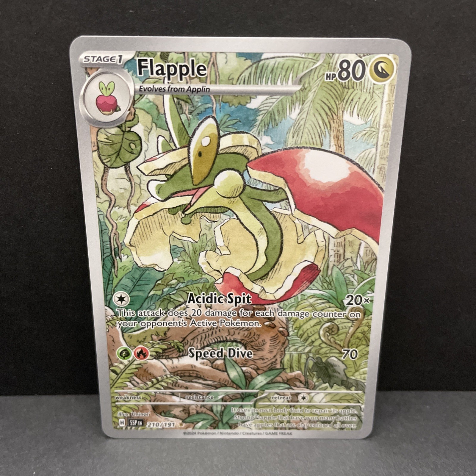 Flapple Pokemon Scarlet & Violet Surging Sparks 210/191 Illustration Rare