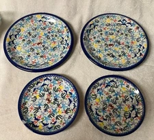 Set of 4 Polish Pottery Vena UNIKAT Plates-Ocean Atlantis -10" & 8" Hand Painted