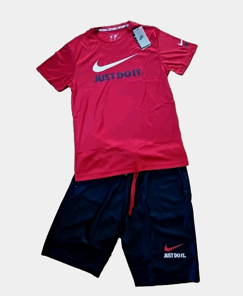 NIKE MEN'S DO IT MESH SET DRY FIT SHORTS & T SHIRT SIZE 4XL(42×9)Navy/ Red.