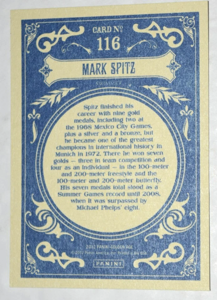 CONJUNTO PANINI ERA DE OURO Nº. 116 "MARK SPITZ", (2,50" x 3,50") Novo (c) 2012 - Imagem 3 de 3