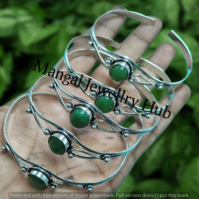 Sale Green Onyx Gemstone Bangles 25PCS Lot 925 Sterling Silver Plated Jewellery