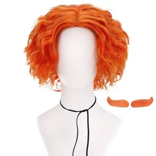 Short Afro Curly Mad Hatter Cosplay Wigs Halloween Party Costume for Women Me...