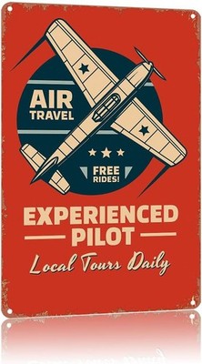 Air Travel Free Rides Vintage Poster Tin Metal Signs Home Décor 8x8