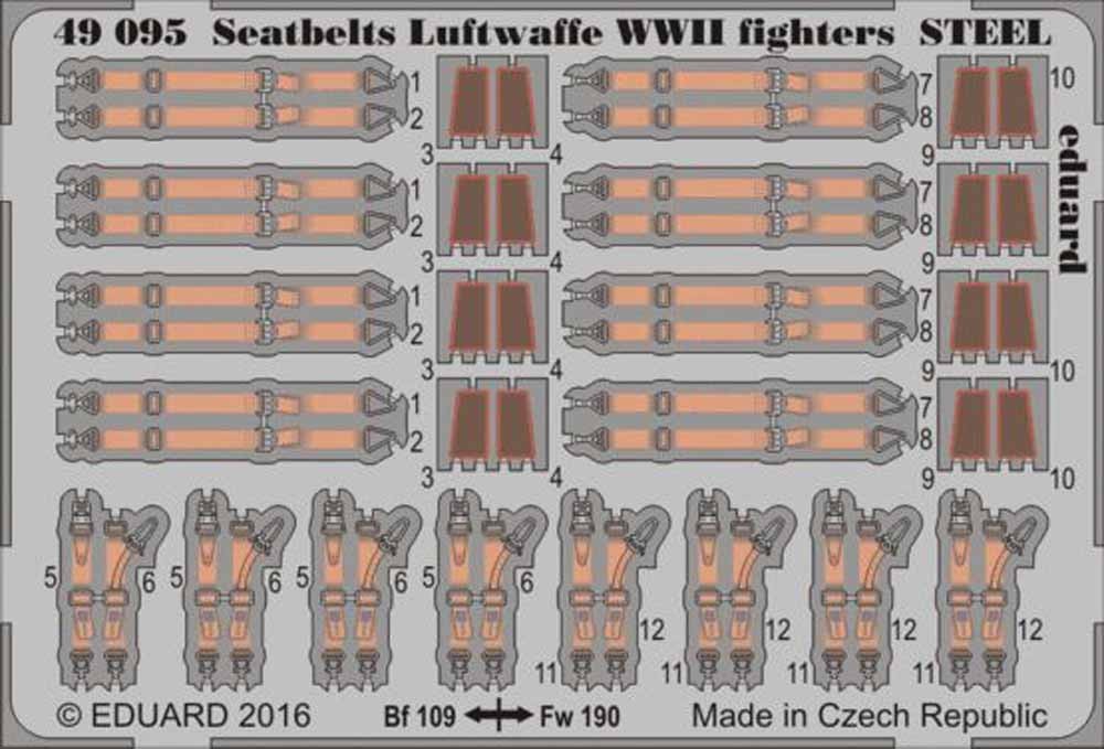 Eduard 49095 Etched Aircraft Detailling Set 1:48 seatbelts Luftwaffe WWII fighte