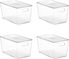 4 Pack Clear Stackable Storage Bins with Lids,XLarge Plastic Containers with