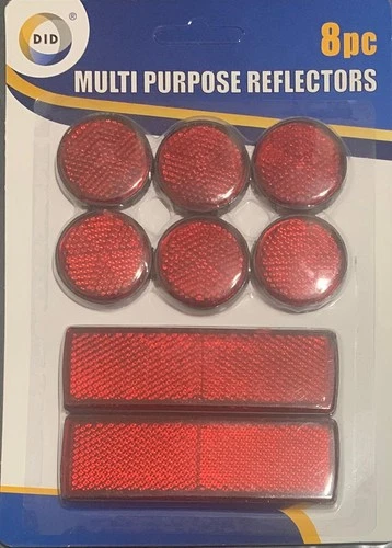 Bike Red Reflectors Light 8 X Multipurpose Stick on Reflectors Cycle Van Trailer