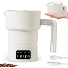 Portable Electric Kettle Foldable Travel Water Boiler 20oz 4Temp Presets