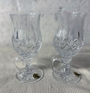 WATERFORD CRYSTAL ARAGLIN IRISH COFFEE FOOTED HANDLE MUG GLASSES SET OF 2