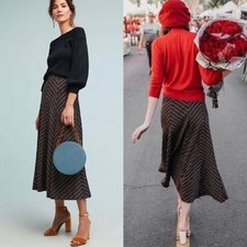 Maeve by Anthropologie Metallic Thread Chevron Striped Skirt Sz XS