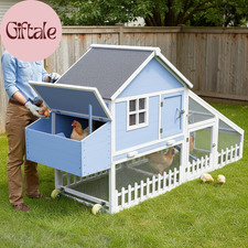 Weatherproof Wooden Chicken Coop   Indoor  Outdoor Walk-In Hen House with Run,