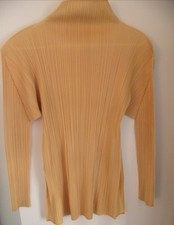 Yellow Issey Miyake Pleats Please Long Sleeve High Neck Over Hip Top vintage