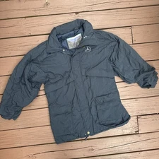 Mercedes Benz Dealer Jacket Mens Large Navy Logo Cintas Hood Insulated Coat