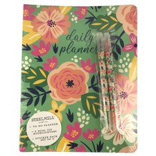 NWT Steel Mill & Co. Floral Daily Planner 2 Dual Tip Highlighters Sealed 8x7''