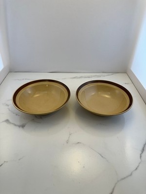 Set of 2- Ginger Hand Decorated Stoneware Cereal Bowls- Japan 