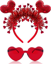 Heart Headband Valentines Day Headband with Red Heart Shape Sunglasses Valentine