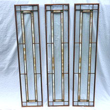 Antique Stained Glass Prarie Style Windows Arts & Crafts Frank Lloyd Wright 3pcs