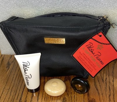 NEW NWT PALOMA PICASSO Black Fabric Zip Cosmetics Bag Travel Jewelry Case MakeUp