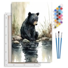 Framed Paint by Numbers Kit for Adults Beginner Kids Ages 8-12, Bear Paint ...