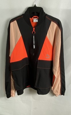 Puma Men's Tailored for Sport Track Jacket Black Orange Colorblock Full Zip Sz S