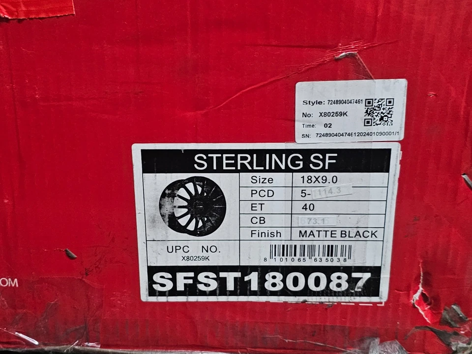 (CANTIDAD 1) Llanta de rueda Sterling SF Velox negra mate de varios radios 18x9 5x114,3 40 mm Foto 2 de 4