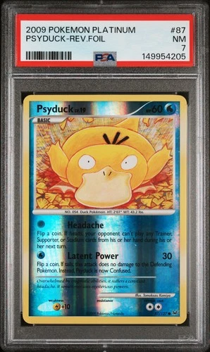 2009 POKEMON PLATINUM #87 PSYDUCK-REVERSE FOIL PSA 7