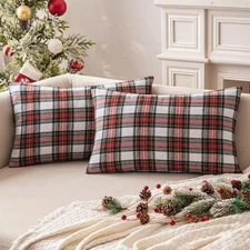 MIULEE Christmas Set of 2 Scottish Tartan Plaid Throw Pillow Covers Farmhouse