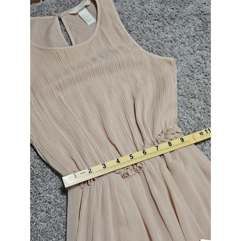 H&M Maxi Dress Women Size 4 Beige Chiffon Bridesmaid Formal Event Classic - Image 4 of 4
