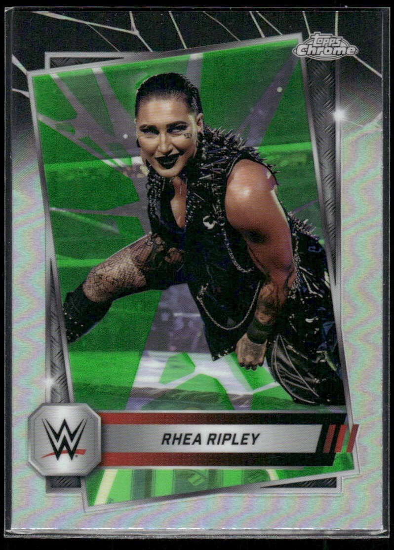 2025 Topps Chrome WWE Rhea Ripley #80 Neon Green & Black Refractor
