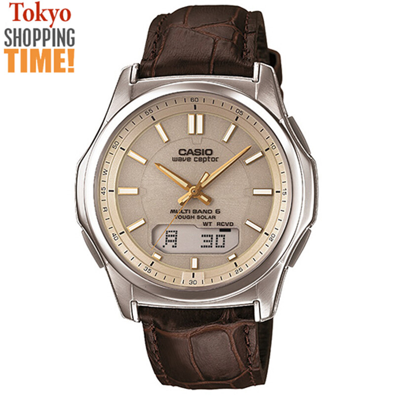 未使用CASIO カシオ 電波ソーラー腕時計 3気圧防水 レザー ベージュ CASIO WAVE CEPTOR WVA-M630L-9AJF Solar Atomic Radio Analog Digital