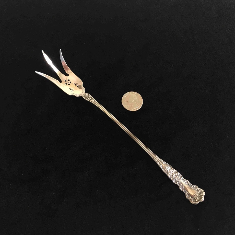 Tenedor de lechuga Gorham Sterling Buttercup A. Stowell & Co. alrededor de 1900 con monograma Foto 2 de 4