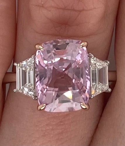 7.00 Ct Certified Cushion Shape VVS1 Pink Natural Diamond Ring White Gold Finish