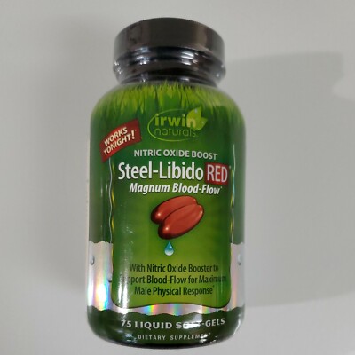 Irwin Naturals Steel Libido Red Supplement Softgels 75 Count Exp 2027+