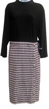 Sami & Jo Plus Size Dress Womens 2X Black Nubby Plaid Skirt Midi 3/4 Sleeve