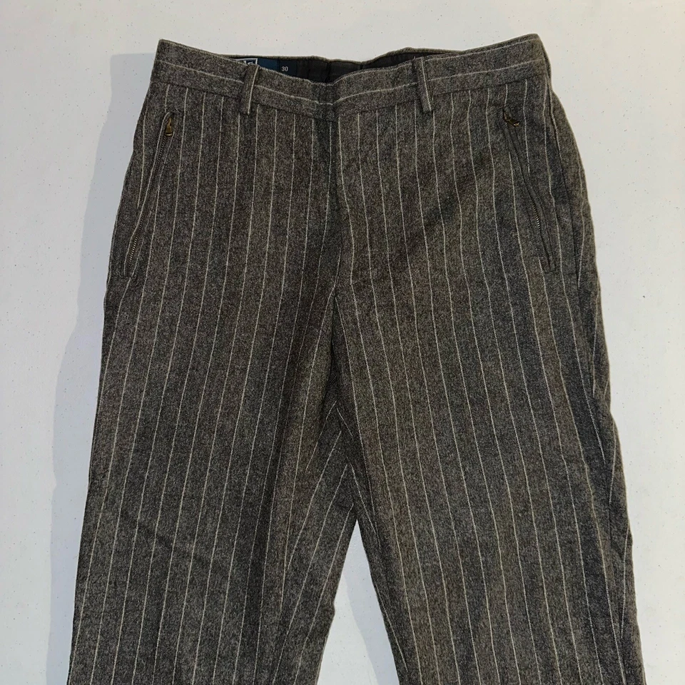 Vintage Polo Ralph Lauren Wool Cashmere Blend Pants Sz 30x29 Gray Striped - Image 3 of 4