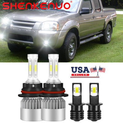 9007 H3 For Nissan Frontier 2001 2002 LED Headlight Dual Beam Fog Light Bulbs US