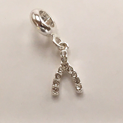 DaVinci CZ Wishbone Dangle Charm DB96-16 Make a Wish !
