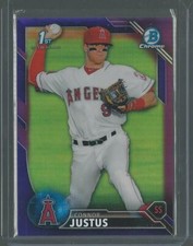 2016 BOWMAN CHROME DRAFT CONNOR JUSTUS ANGELS RC PURPLE REFRACTOR RARE SP /250